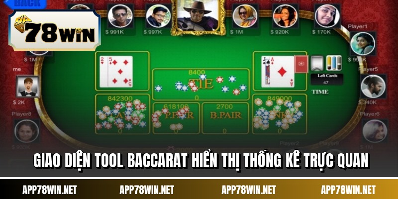 Giao diện tool baccarat hiển thị thống kê trực quan